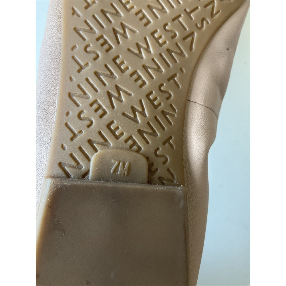 Nine West Leather Slip On Greige Ballerina Preppy Round Toe Flats Cottagecore 7M - Picture 9 of 9